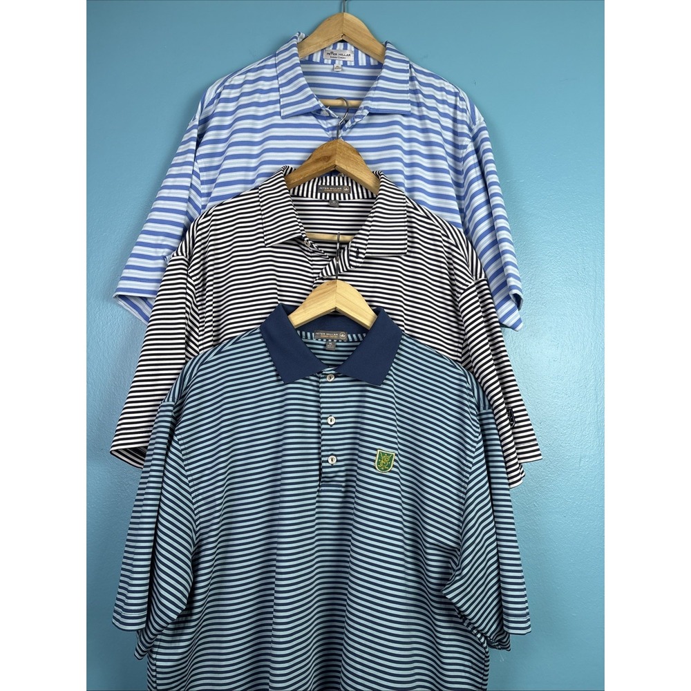 Peter Millar Summer Comfort Polo Lot Of 3 Men's XL polos Striped Old Money Golf